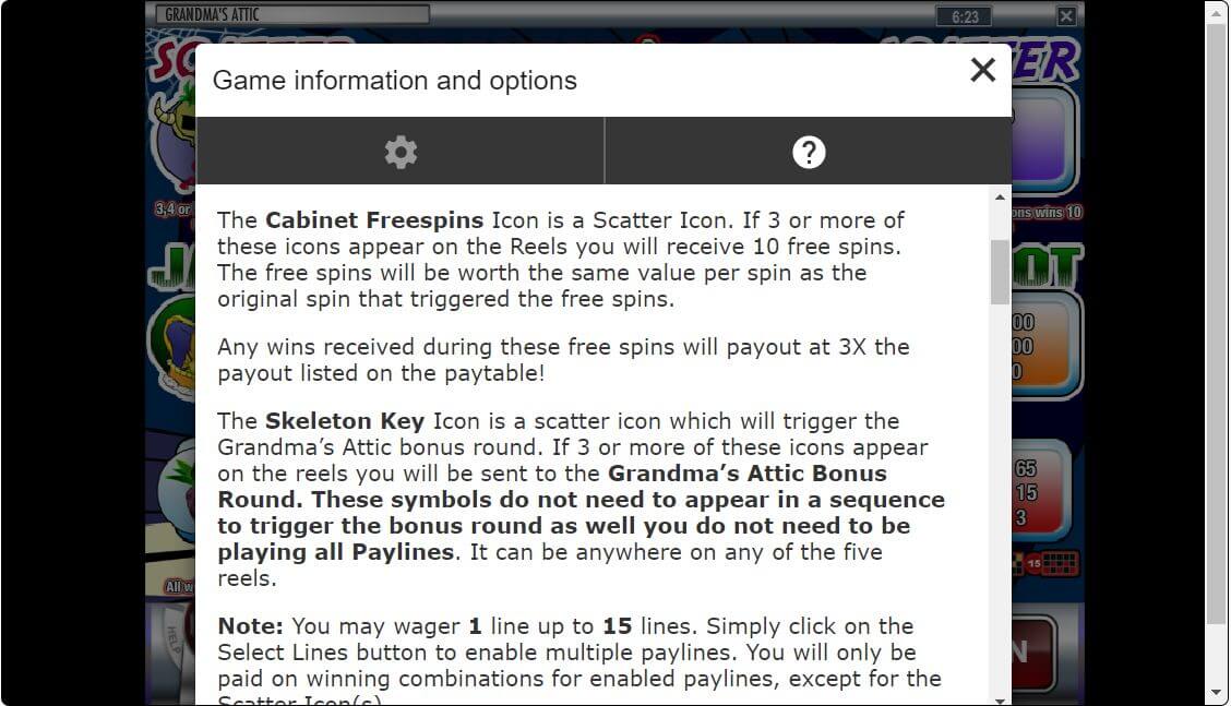 Grandma’s Attic Online Slot GAme rules